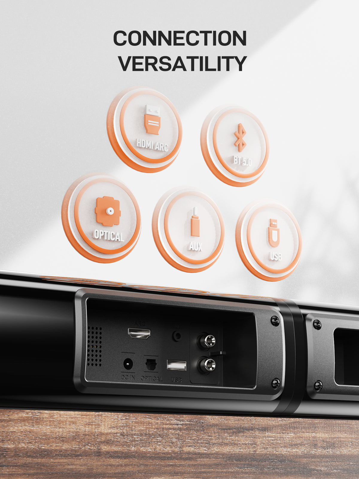 Sound Bar 2 in 1 Separable MEVOSTO 2.2CH Soundbar for TV 80W Built-in Dual Woofers with ARC/Optical/AUX/BT 5.0 Bass/Treble Adjustable Wall Mountable Surround Sound Home Theater System-31inch