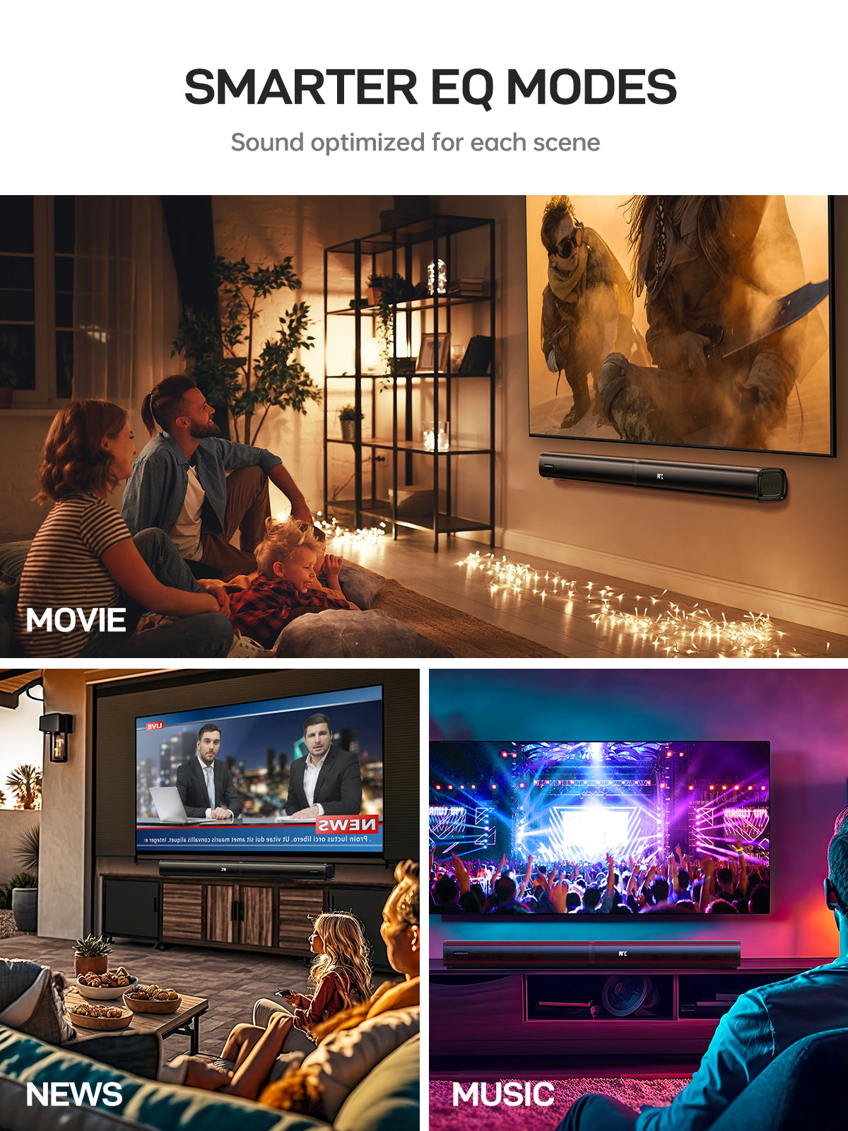 Sound Bar 2 in 1 Separable MEVOSTO 2.2CH Soundbar for TV 80W Built-in Dual Woofers with ARC/Optical/AUX/BT 5.0 Bass/Treble Adjustable Wall Mountable Surround Sound Home Theater System-31inch