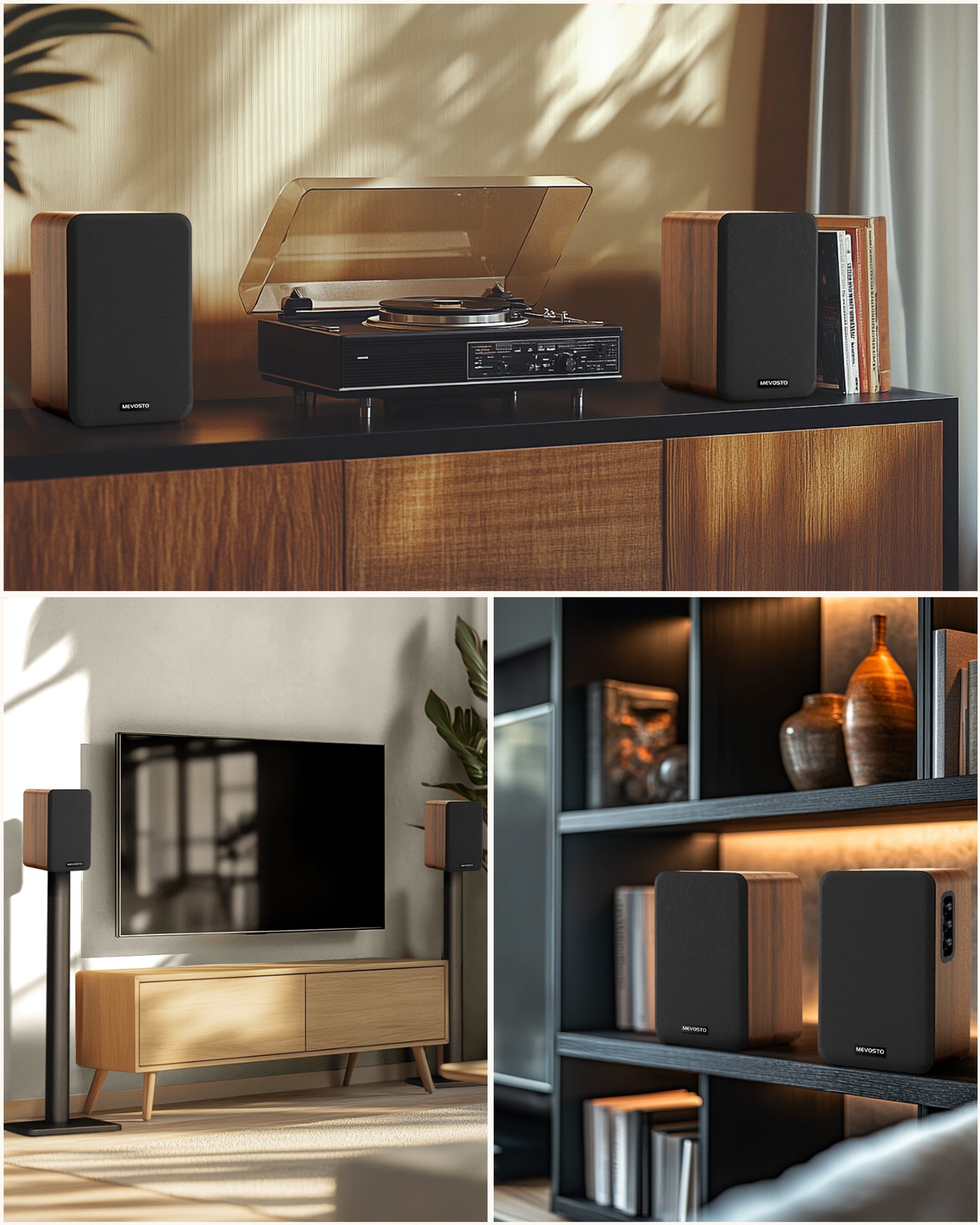 MEVOSTO Built-in 2.0 Channel Powered Bookshelf Speakers - DS19