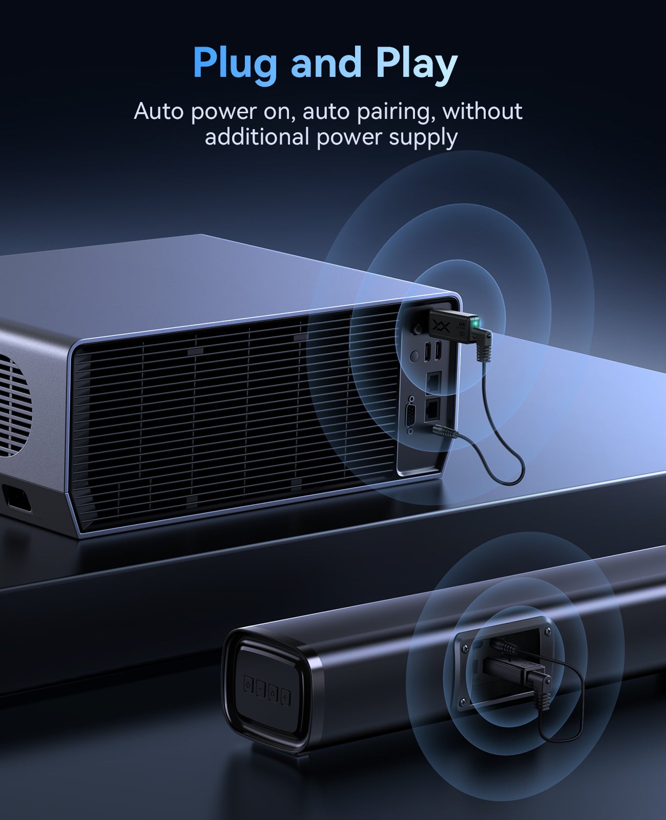 Wireless Audio Transmitter Receiver Mini 2.4Ghz＜25ms Ultra Low Latency MEVOSTO TV/Projector Audio Transfer Plug & Play Auto Pairing for Soundbar/Speaker to Smart TV PC Home Cinema Stereo