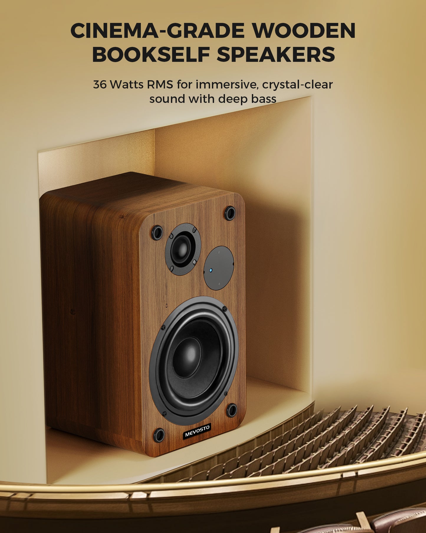 MEVOSTO Built-in 2.0 Channel Powered Bookshelf Speakers - DS19