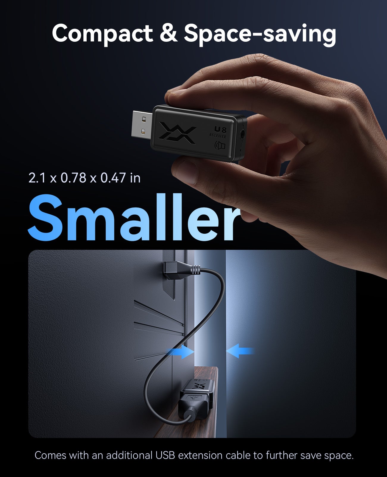 Wireless Audio Transmitter Receiver Mini 2.4Ghz＜25ms Ultra Low Latency MEVOSTO TV/Projector Audio Transfer Plug & Play Auto Pairing for Soundbar/Speaker to Smart TV PC Home Cinema Stereo